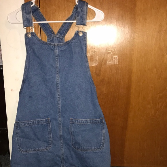 A forever 21-size (L)- Denim Jean dress w/pockets - Picture 1 of 3